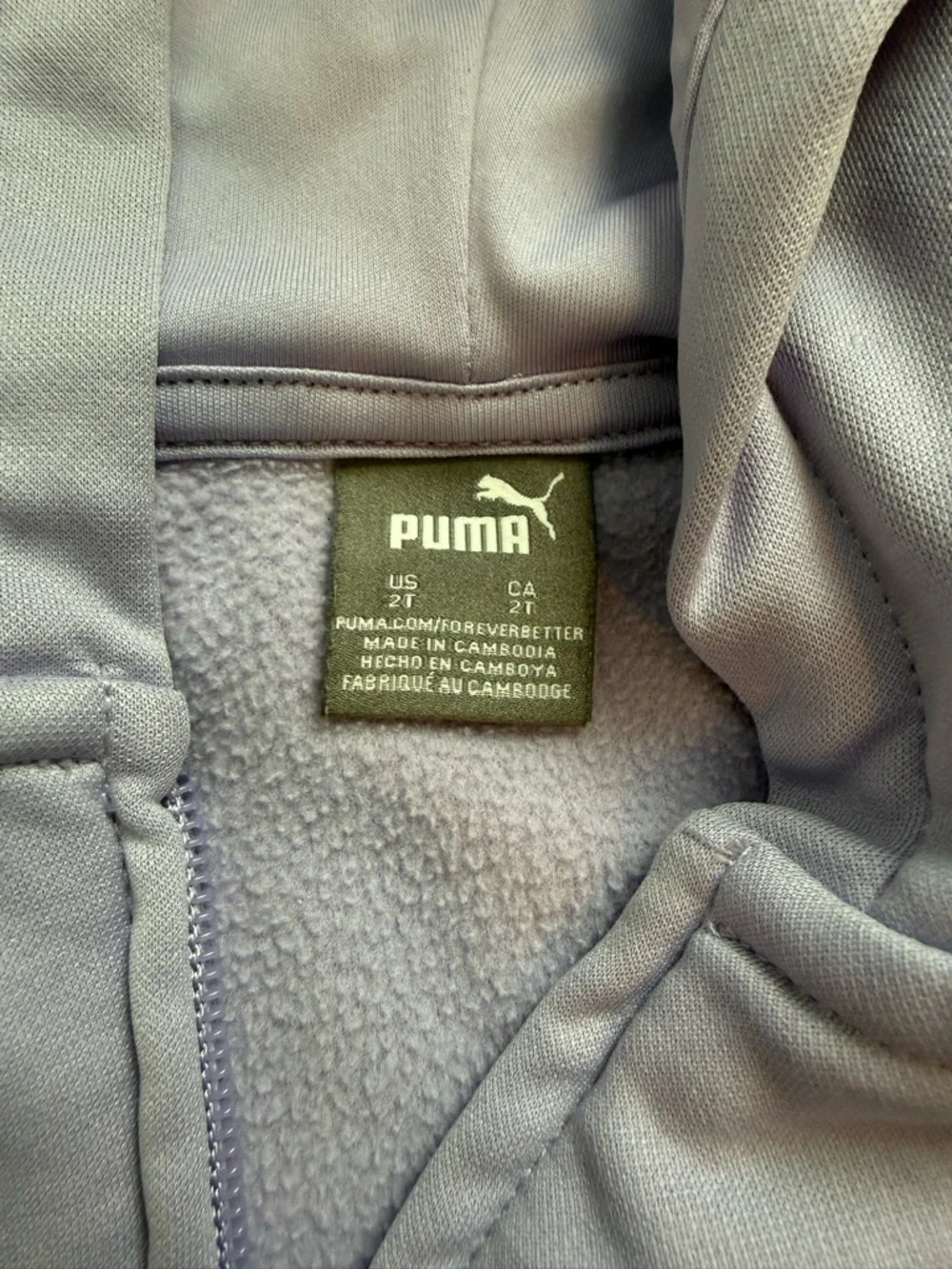 Puma Girls Lavender Zip Hoodie with Light Gray Leggings - Picture 3 of 8